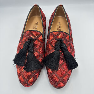 Mens Christmas Shoes Sequins Tassel Loafers Dress Shoes Felix Chu Flashy